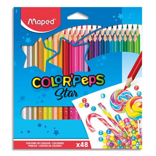 MAPED Pochette de 48 Crayons de Couleur COLOR’PEPS