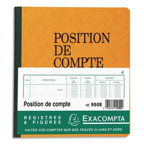 EXACOMPTA Cahier POSITION de COMPTE  950E  21×19 cm