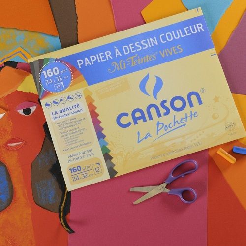 CANSON 12 Feuilles de Papier Mi-Teintes VIVES 24×32 cm 160 g