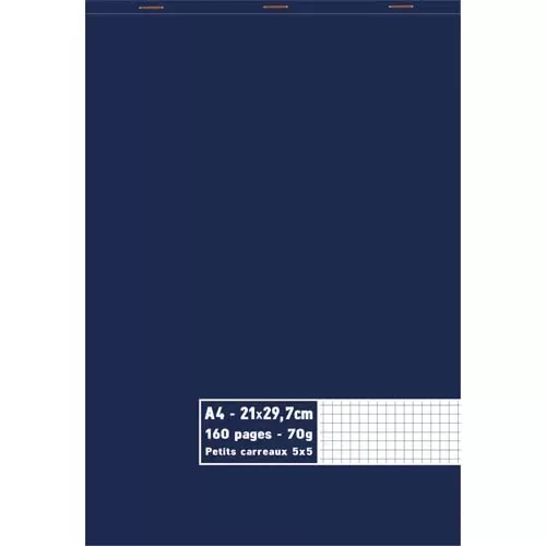 PERGAMY Bloc Note 70g 80 Feuilles Petits Carreaux Format A4 – 21 x 29,7 cm – 5×5