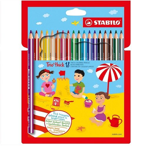 STABILO Pochette 18 Crayons de Couleur TRIO Corps triangulaire + 1 taille crayon