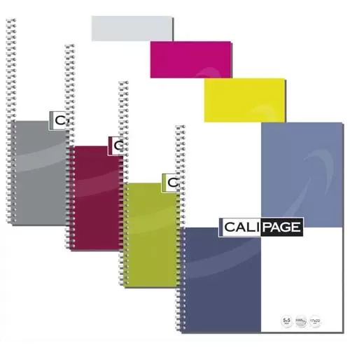 CALIPAGE Cahier Spirale 21×29,7cm 180 pages Petits Carreaux 5×5 90g. Couv. Carte