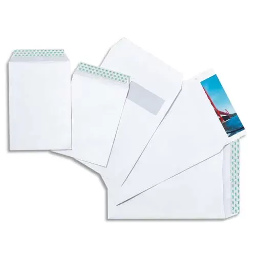 PERGAMY Boîte de 250 Enveloppes Velin Blanc 90g C4 229×324 mm fenêtre 50x100mm