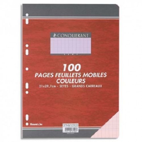 CONQUERANT 100 Feuilles Copies Simples Séyès Grands Carreaux 21×29.7 cm ROSE