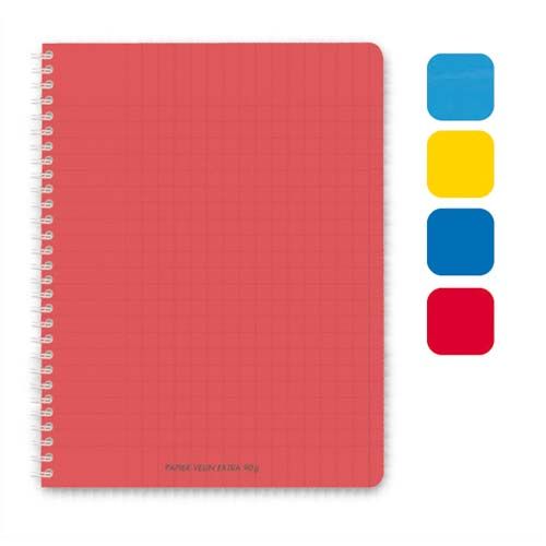 Cahier Spirale 17x22cm 180 pages Petits Carreaux 5×5 90g. Couverture Polypro