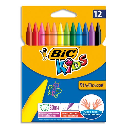 BIC PLASTIDECOR Pochette de 12  Craies de Coloriage