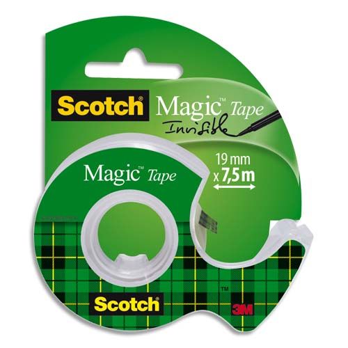 SCOTCH MAGIC Ruban adhésif invisible 19mm x 7,5m sur Dévidoir