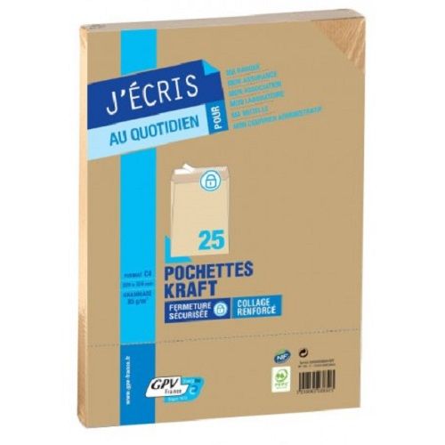 GPV 25 Enveloppes Kraft 85 g Format C5  162×229 mm (A4 pliée en 2)