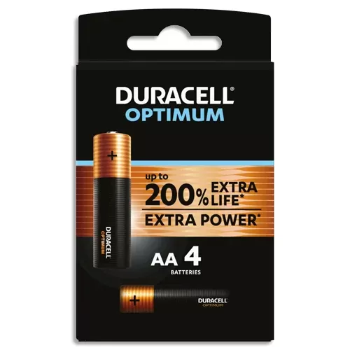 DURACELL 4  Piles Alcalines AA OPTIMUM, 1,5 V LR06