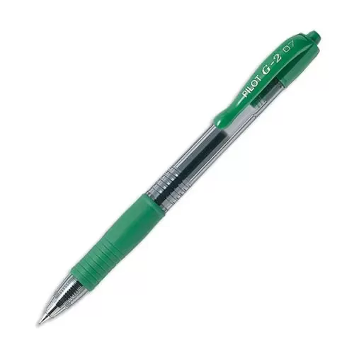 PILOT G2 Stylo Pointe Moyenne Rétractable Grip Encre Gel VERT Rechargeable