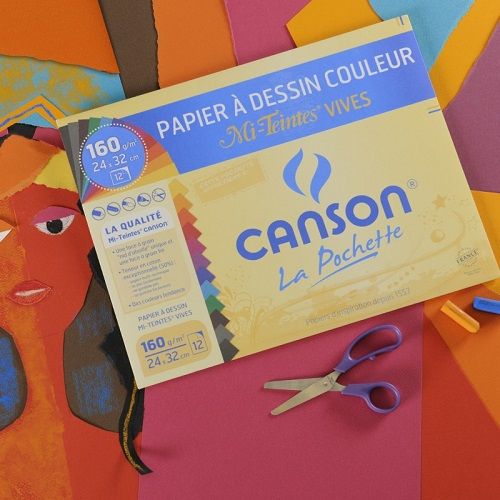 CANSON 12 Feuilles de Papier Mi-Teintes VIVES 24×32 cm 160 g