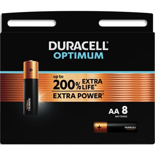 DURACELL 8 Piles Alcalines AA OPTIMUM, 1,5 V LR06