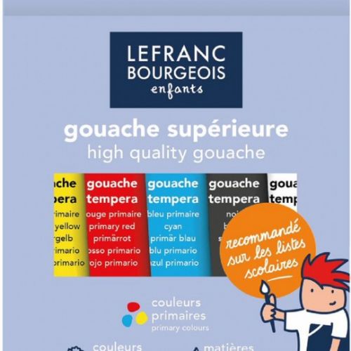 LEFRANC et BOURGEOIS 5 tubes de Gouaches Couleurs Primaires