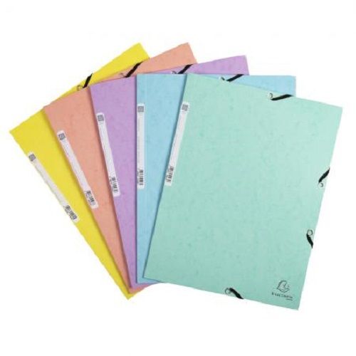 EXACOMPTA Lot de 5 Chemises 3 rabats + élastique  Assorti Pastel 55560E