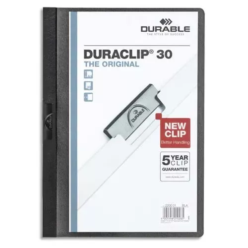 DURABLE Duraclip 30 Chemise de Présentation pour 30 Feuilles A4 Coloris : NOIR