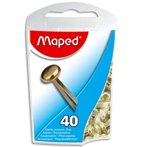 MAPED Boîte de 40 Attaches Parisiennes en laiton 17mm