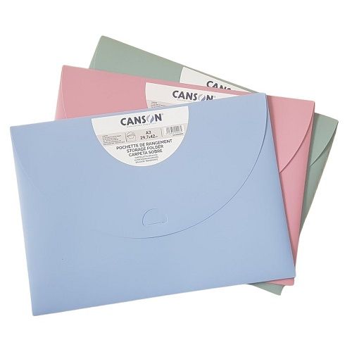 CANSON Pochette de rangement en polypro. Coloris Pastel 27×35 cm