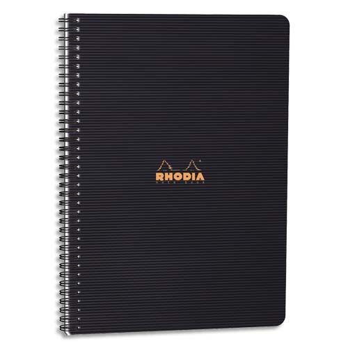 RHODIA Cahier Spirale Couv. noire en PP  22,5×29,7cm 160 p Lignées perforées A4+