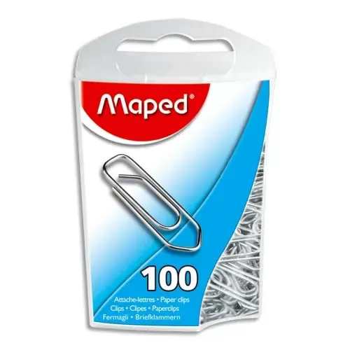 MAPED Boîte de 100 Trombones en acier galvanisé 25mm