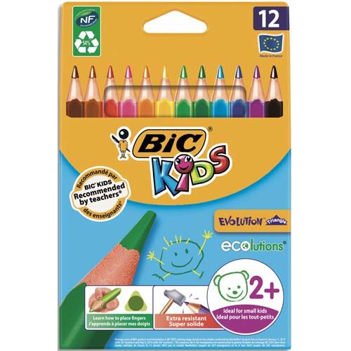 BIC Etui de 12 Crayons de Couleur Ultra Résistants