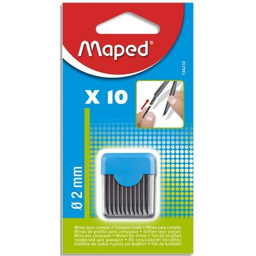 MAPED étui de 10 Mines de rechange pour Compas pointe 2mm