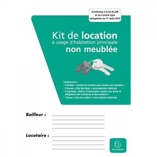 EXACOMPTA Kit Location NON Meublée, contrat + Etat des Lieux + Notice + Inventai