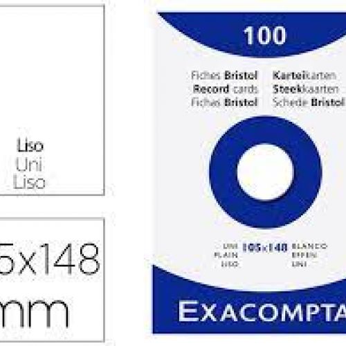EXACOMPTA Boîte de 100 Fiches BRISTOL NON Perforées BLANC UNI 105x148mm (A6)