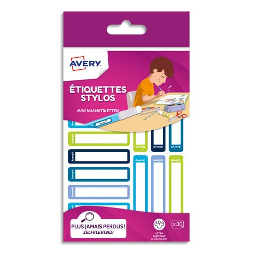 AVERY Blister de 30 Etiquettes Stylos 1x5cm  (écrire avec un feutre permanent)