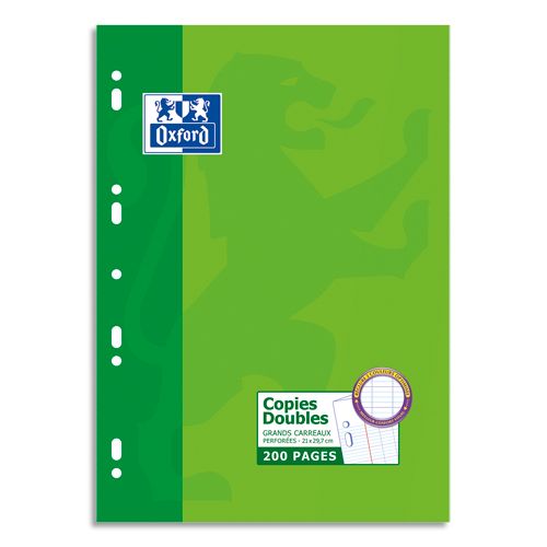 OXFORD Etui de 200 Copies Doubles perforées A4 Séyès