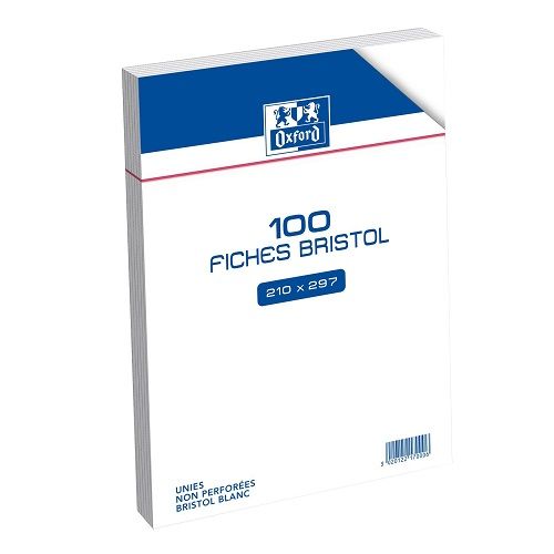 100 Fiches Bristol Non Perforées A4  (BLANC UNI) PROMO