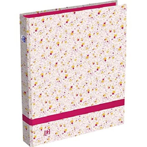 OXFORD Classeur Carte Rigide 4 anneaux FLOWERS ou BOHO CHIC dos de 4 cm