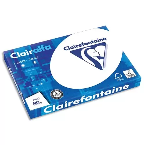 CLAIREFONTAINE 1669 Ramette 500 feuilles A3 Papier Blanc CLAIRALFA 80g