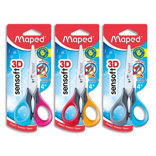 MAPED SENSOFT 3D Ciseaux 13 cm pour Droitiers ou Gauchers. Anneaux flexibles