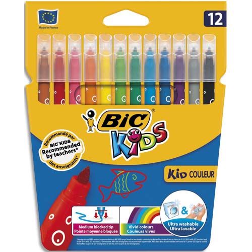 BIC Pochette de 12 Feutres KIDS Couleurs