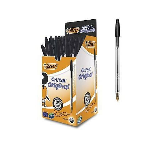 BIC Stylo Bille Cristal Original Boîte de 50 Coloris NOIR