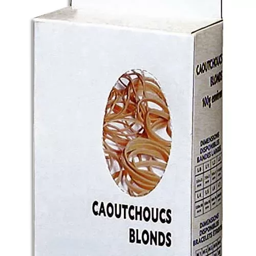 WONDAY Boîte Distributrice 100g d’Elastiques Caoutchouc Blond 80 x 1,8 mm