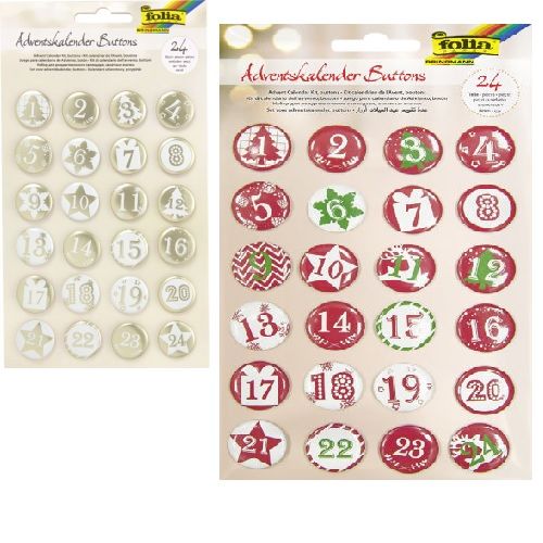 FOLIA Buttons, Pin’s pour Calendrier de l’Avent 24 badges décorés
