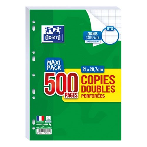 OXFORD Lot de 500 Copies Doubles Grands Carreaux 21×29,7 cm