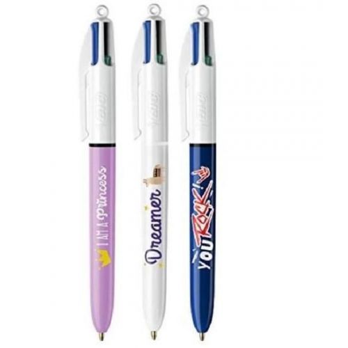 BIC Stylo Bille 4 Couleurs Edition MESSAGE ou FLEURS (PROMO)