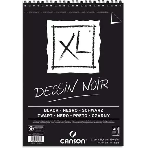 CANSON Bloc XL DESSIN NOIR 40 Feuilles Format A4 – 150 g