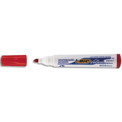 BIC VELLEDA 1701 Marqueur Effaçable Pointe Ogive Large ROUGE