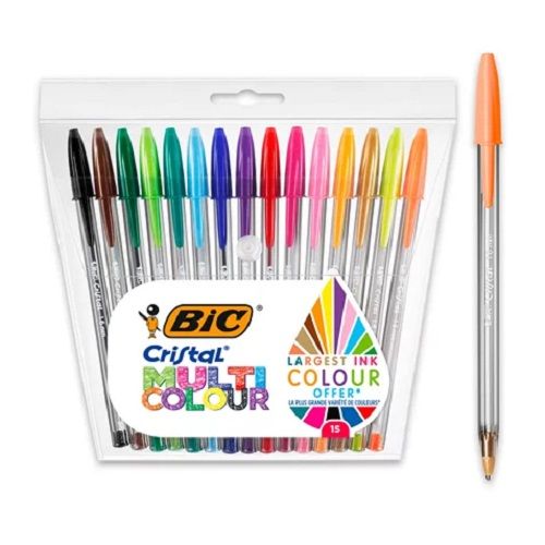 BIC Pochette de 15 Stylos-bille pointe large multi-couleurs (PROMO)