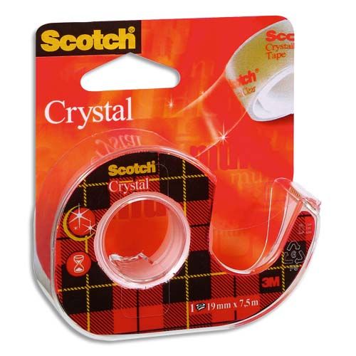 SCOTCH Ruban Crystal transparent 19mm x 7,5m sur Dévidoir