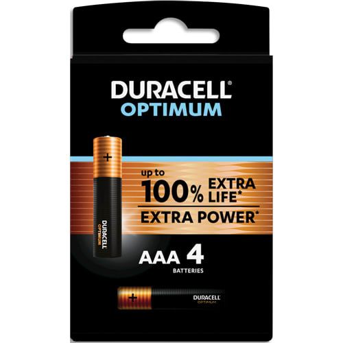 DURACELL 4 Piles Alcalines AAA OPTIMUM, 1,5 V LR03