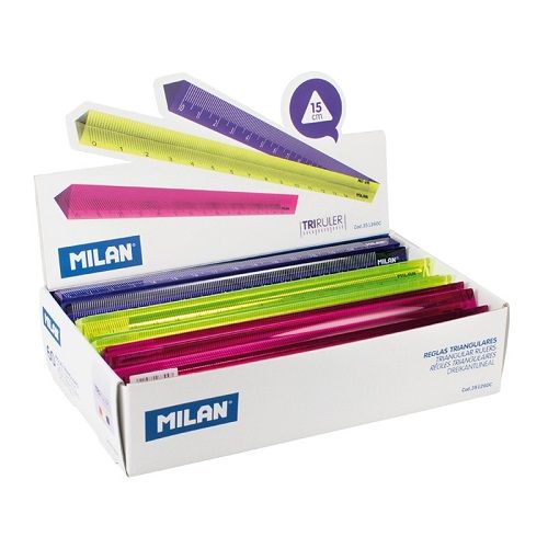 MILAN Règle 15 cm triangulaire transparente Colorée