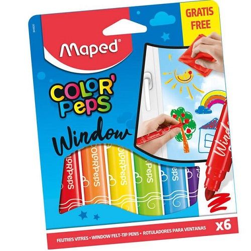 MAPED COLOR PEPS WINDOW 6 Feutres Vitre + 1 chiffonette