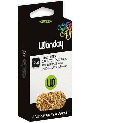 WONDAY Boîte de 100g d’Elastiques Fins en Caoutchouc 120 x 1,8mm 61450038