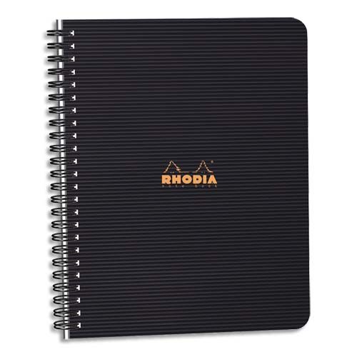 RHODIA Cahier Spirale Couv. Noire en PP 16x21cm 160 pages Lignées Perforées A5+